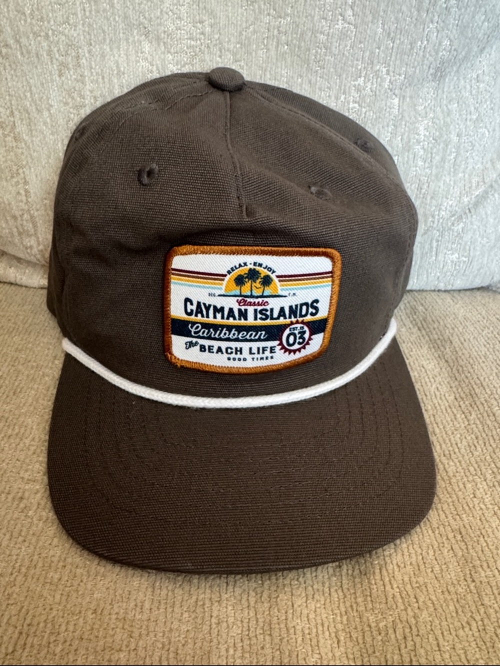 Cayman Islands Patch Brown Rope Baseball Cap